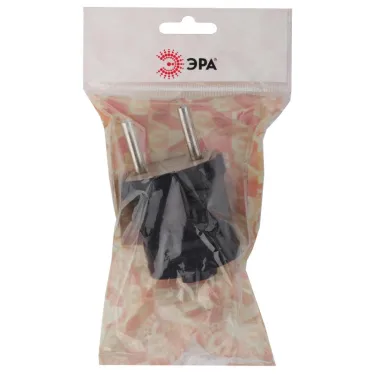 Вилка б/з прямая 10A черная Vx1-B (24/480/5760)