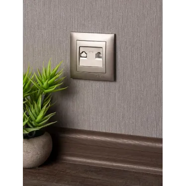 Валенсия лицевая панель розетки Phone 1-местная кашемир