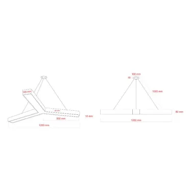 Светильник LED Geometria Igrek SPO-144-W-40K-066 66Вт 4000К 4000Лм IP40 1200*1200*80 белый подвесной драйвер внутри