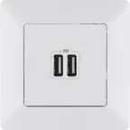 Valena LIFE Зарядное устройство с двумя USB-разьемами 240В/5В 1500мА С лицевой панелью Белое