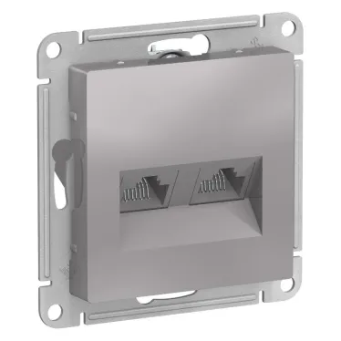 Розетка ATLASDESIGN двойная компьютерная RJ45+RJ45 категория 5E механизм алюминий