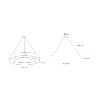 Светильник LED Geometria Ring SPO-134-W-40K-056 56Вт 4000К 4200Лм IP40 800х80 белый подвесной драйвер внутри