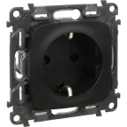 Valena ALLURE Розетка силовая 2К+З 16А 250В с лицевой панелью винтовые зажимы антрацит