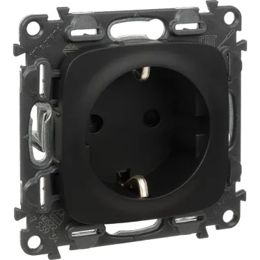 Valena ALLURE Розетка силовая 2К+З 16А 250В с лицевой панелью винтовые зажимы антрацит