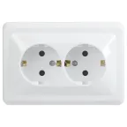 Розетка РС12-3-ВБ двухместная с заземляющим контактом без защитных шторок 16А ВЕГА белый