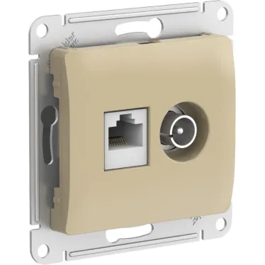 GLOSSA РОЗЕТКА двойная ТВ + компьютерная RJ45, кат. 5Е, ТИТАН