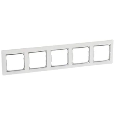 VALENA Рамка 5 постов горизонтальный монтаж белая/серебро