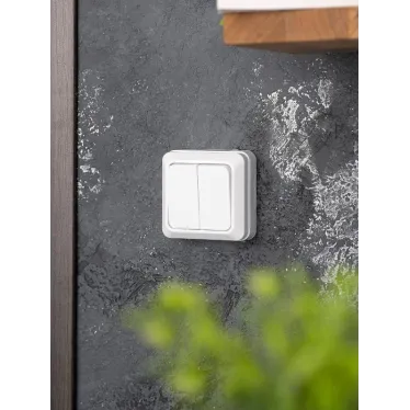 Рим Выключатель двухклавишный 10А белый