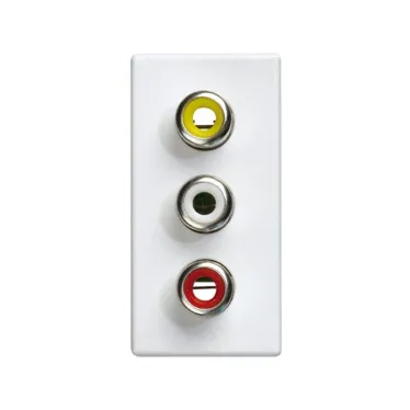 Разъём аудио-видео RCA, 3 выхода, узкий, винты, S27, белый