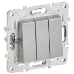SKANDY Выключатель 3-клавишный 10А SK-V11S серебряный IEK