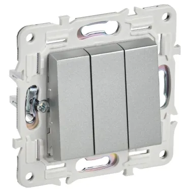 SKANDY Выключатель 3-клавишный 10А SK-V11S серебряный IEK