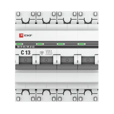 Выключатель автоматический четырехполюсный 13А С ВА47-63 4.5кА PROxima