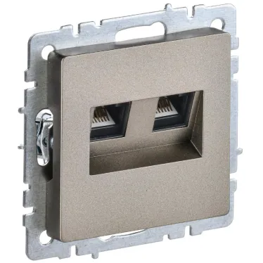 BRITE Розетка компьютерная двойная RJ45 кат.5E РК10-2-БрШ шампань