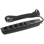 Сетевой фильтр (черный) с заземл, 3x0.75мм2, со шт, с выкл, 5гн+2xUSB, 2м, кор (20/240) SFU-5es-2 м-B