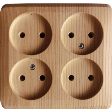 ЭТЮД Розетка четырехместная наружная без заземления без шторок 16А 250B сосна
