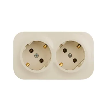 Quteo Розетка двойная с заземлением без шторок - 16 A - 250 В IP 20 - Слоновая кость