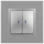 Выключатель двойной с подсветкой, 10АХ-250В, Эра Elegance, алюминий,14-1105-03