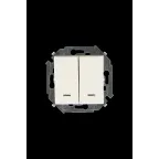 15 Выключатель двухклавишный с подсветкой 16А 250В винтовой зажим слоновая кость