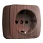 Розетка 1-местная ОП Минск 16А с заземлением темное дерево