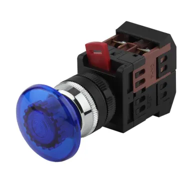 Кнопка AEА-22 ''Грибок'' синий d22мм 1з+1р