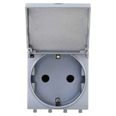 Avanti Розетка с крышкой модульная 2P+E с з/ш Закаленная сталь2 модуля