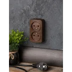 Розетка 2-местная ОП Минск 10А без заземления темное дерево