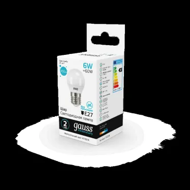 Лампа светодиодная LED 6 Вт 450 лм 4100К шар P45 нейтральный E27 AC 220В Elementary Gauss