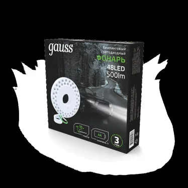 Фонарь светодиодный кемпинговый 500 лм Белый IP33 на батарейках 3xAA магнит и карабин GFL Gauss