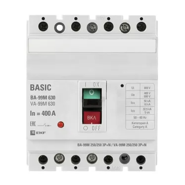 Выключатель автоматический ВА-99М 630/400А 3P+N 50кА Basic