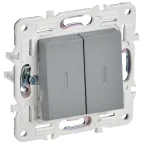 SKANDY Выключатель 2-клавишный с индикацией 10А SK-V09Gr серый IEK