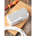 Блок розетка Мурманск 1-м 16А с заземлением с крышкой + одноклавишный выключатель IP54 серый