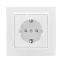 Розетка Минск одноместная СП с заземлением 16А белая защитные шторки