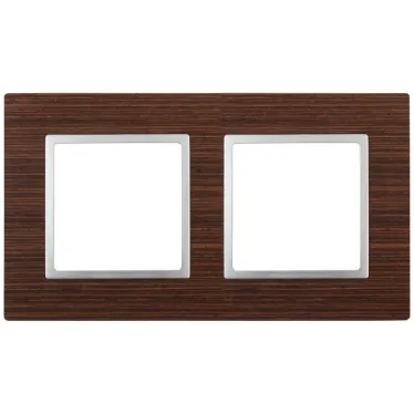 Рамка на 2 поста, дерево, Эра Elegance, венге+алюм, 14-5302-10