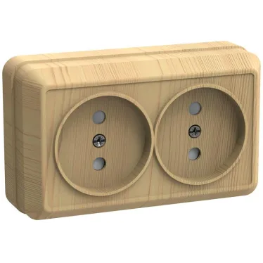 ОКТАВА Розетка двойная наружная сосна без крышки 10А