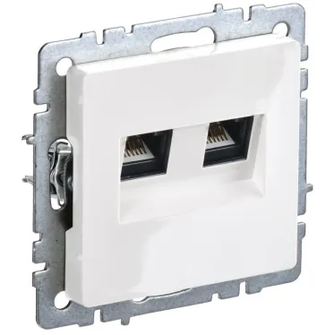 BRITE Розетка компьютерная двойная кат.5E RJ45 РК10-2-БрБ белый