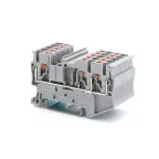 Клемма проходная, зажим push-in, 3 точки подключения, 2.5 кв.мм, серая