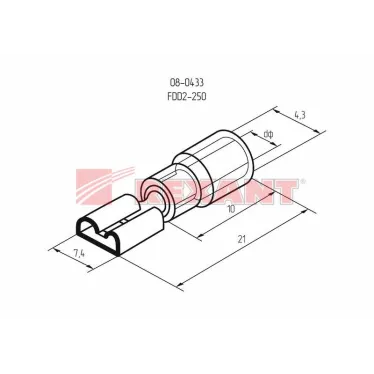 Клемма плоская изолир РПи-м 2.5-(6.3) РпИм 2-250 гнездо 7.4 мм 1.5-2.5 кв мм, REXANT