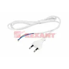 Шнур сетевой, вилка плоская без розетки, кабель 2x0.5 мм, длина 1,5 метра, белый