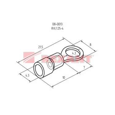 Наконечник кольцевой изолир 4.3 мм 0.5-1.5 кв мм (НКи 1.5-4 НКи 1,25-4) крас, REXANT