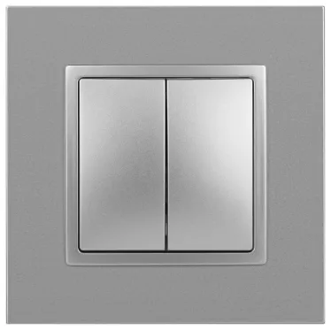 Переключатель двойной, 10АХ-250В, Эра Elegance, алюминий,14-1106-03