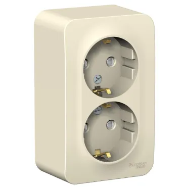 BLANCA розетка наружная двойная с заземлением со шторк., 16А, 250В, молочный