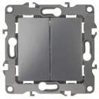 Выключатель двойной, 10АХ-250В, Эра12, графит,12-1104-12
