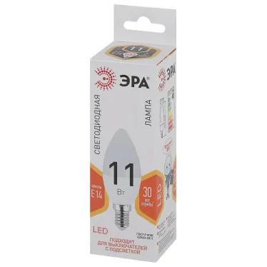 Лампа светодиодная Е14 11Вт свеча теплый белый свет STD LED B35-11W-827-E14 E14 / ЭРА