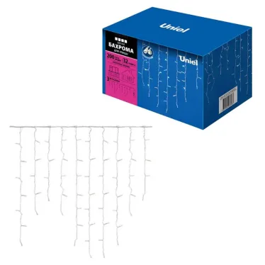 Бахрома светодиодная со статическим свечением 3м Соединяемая 200 светодиодов Провод белый ULD-B3010-200/SWK WHITE IP67