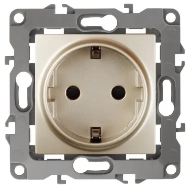 Розетка 2P+E Schuko, 16A-250В, Эра12, шампань, 12-2101-04