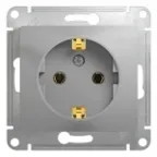 GLOSSA Розетка с заземлением в рамку алюминий