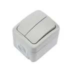 Выключатель двухклавишный Mini OG IP54, о/у, серый