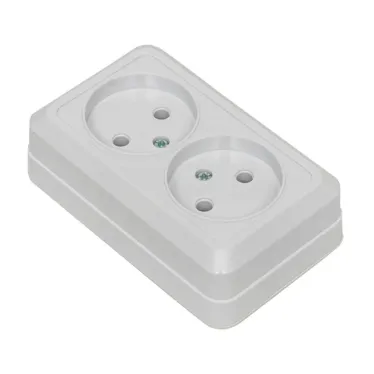 Рим Розетка двойная 10А без заземления белая