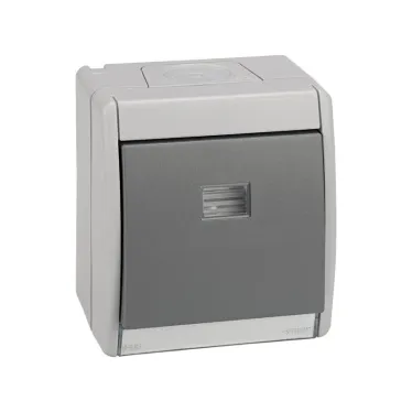 Рамка с клавишей, с окном подсветки, S44A, серый