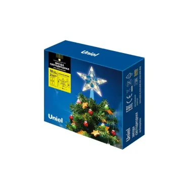 Украшение светодиодное для ёлки Звезда-2 15см на батарейках (не в/к) 10 светодиодов Теплый Прозрачный провод ULD-H1515-010/STB/2AA WARM WHITE STAR-2